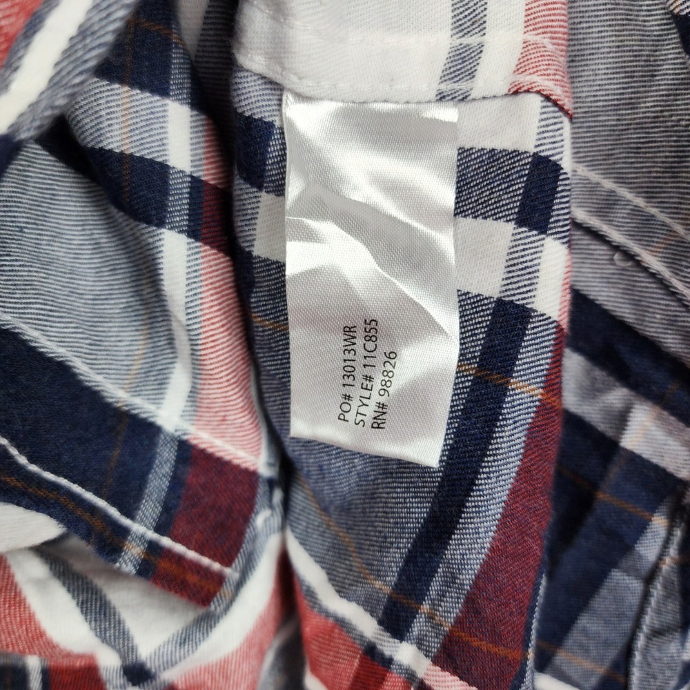 US Polo Assn Button Down Shirt Mens 2XL Navy Red White Plaid Long Sleeve Logo - Picture 8 of 9